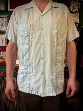 Vintage blue guayabera shirt